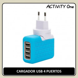 CARGADOR USB 4 PUERTOS AZUL